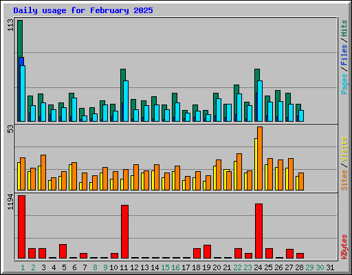 Daily usage for February 2025