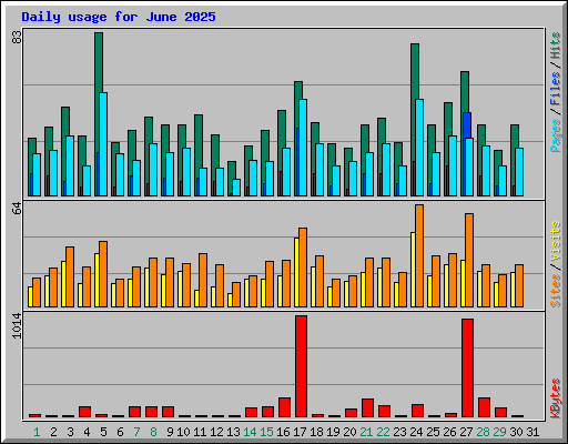 Daily usage for June 2025